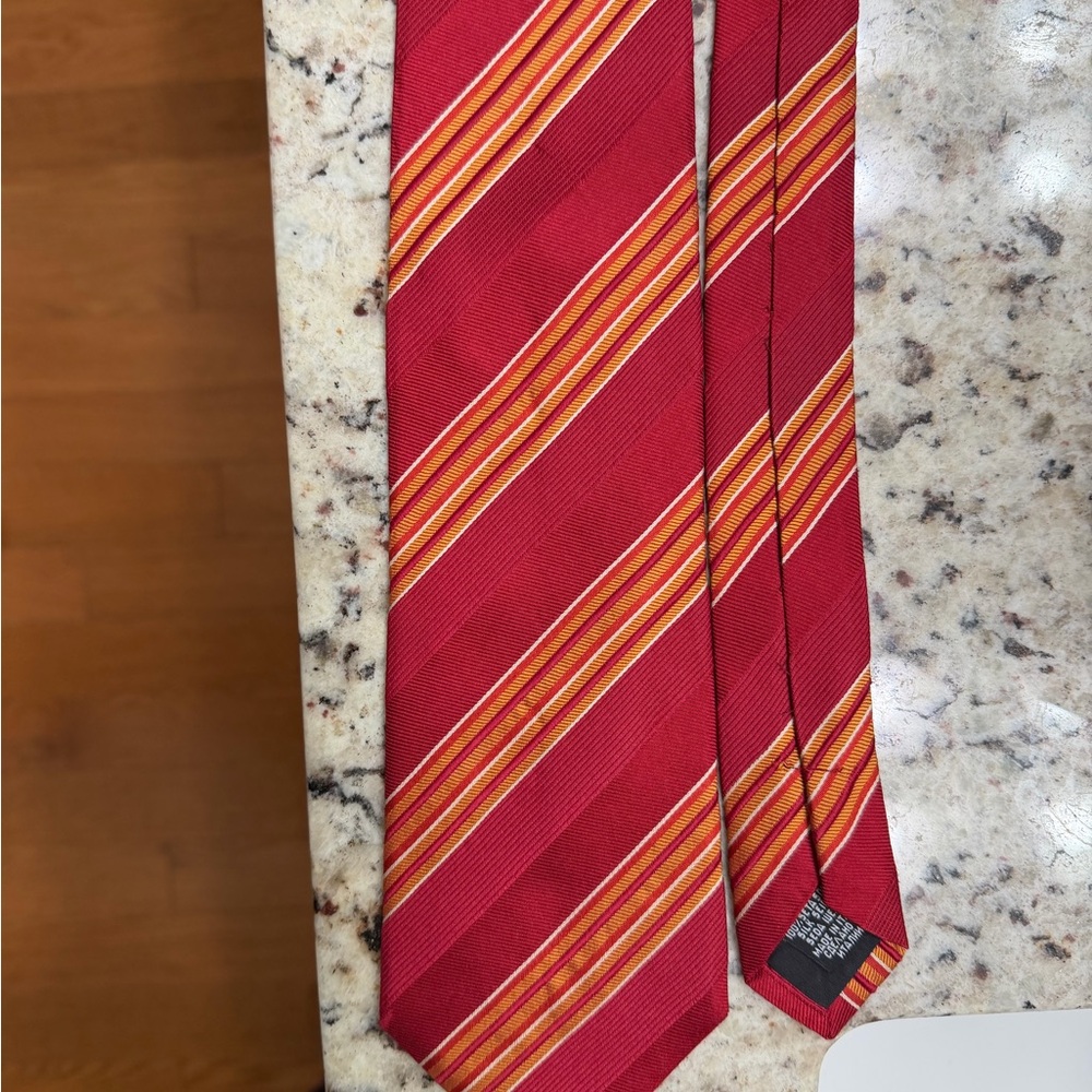 Boss Red Tie with Gold Stripe Accent